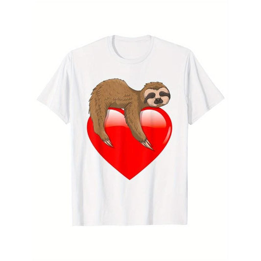 Sloths Print Men's Cotton T-shirt, Graphic Tee Men's Outdoor Clothes, Casual Short Sleeve Crew Neck T-shirt made in usastyle{n002}11
