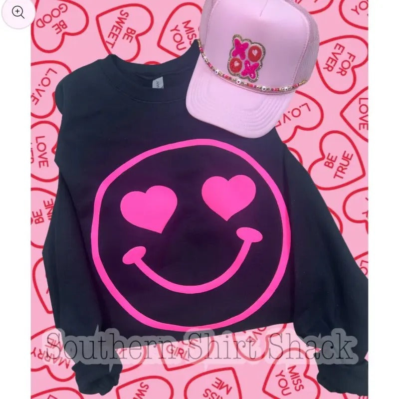 Smiley Heart Eyes Puff Sweatshirt