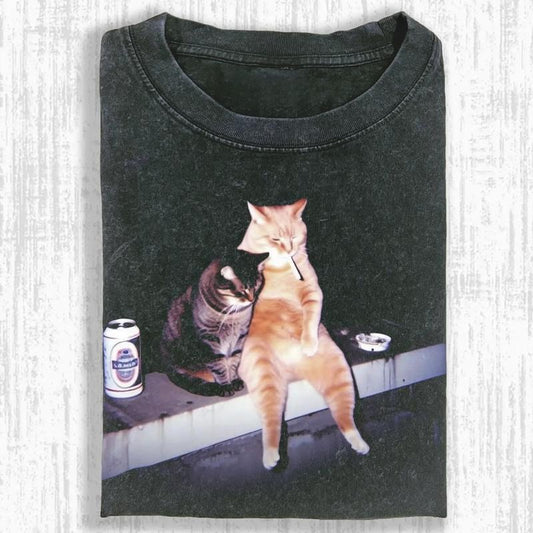 Smoking Cat T-Shirt, Funny Edgy Cat Meme Tee, Vintage 90s Shirt, Unisex Fit Design, Casual Streetwear, Gift for Cat Lovers, All Size, Trending
