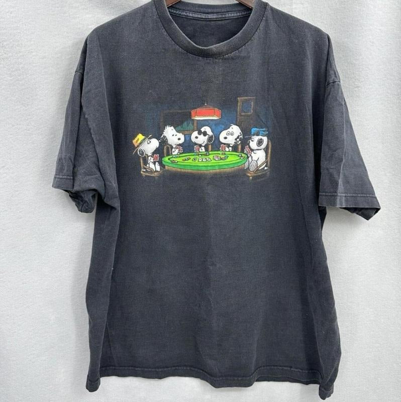 Snoopy Shirt Mens Peanuts And The Gang Poker Crew Neck ,T-Shirt For Unisex , Gift For Men , Gift For Women Top Womenswear