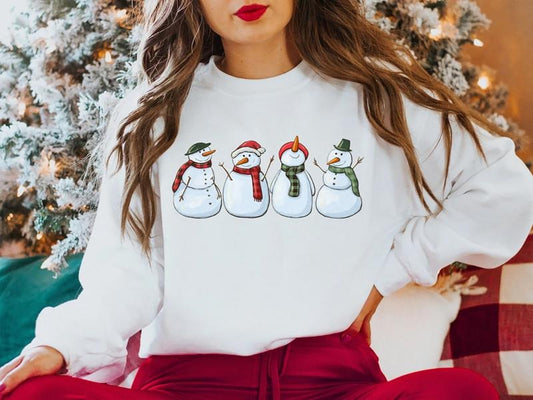 Snowman Christmas Sweatshirt, Snowman Christmas Tee Shirt, Holiday Xmas Sweater, Winter Clothing, Christmas Gift