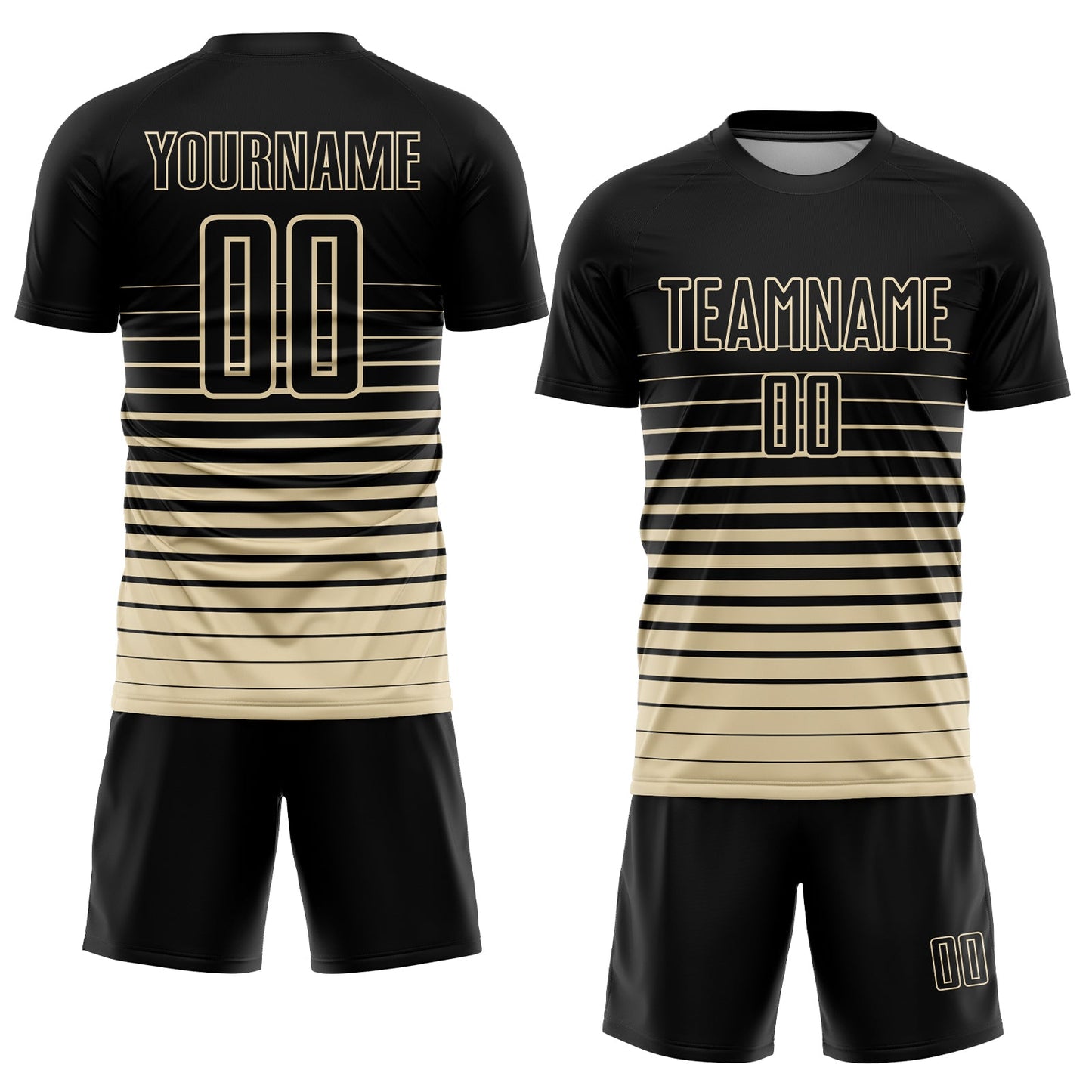 Custom Black Cream Pinstripe Fade Fashion Sublimation Soccer Uniform Jersey T-Shirts, Hoodie, Sweatshirt (Image 2)