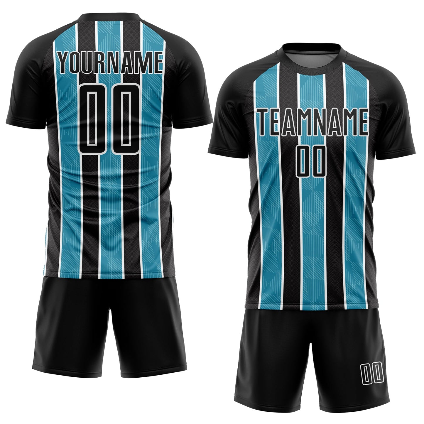 Custom Black Panther Blue-White Stripes Sublimation Soccer Uniform Jersey T-Shirts, Hoodie, Sweatshirt (Image 2)