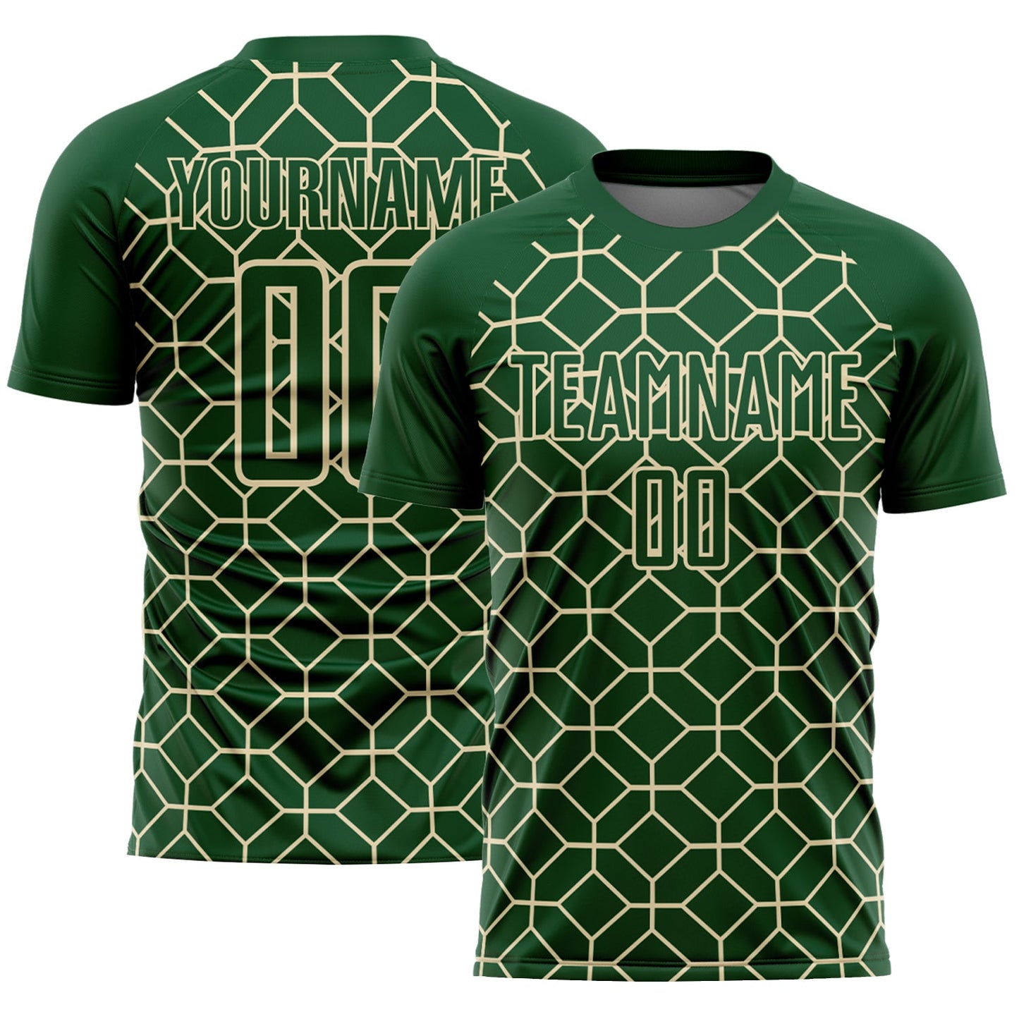 Custom Green City Cream Geometric Shapes Sublimation Soccer Uniform Jersey T-Shirts, Hoodie, Sweatshirt (Image 1)