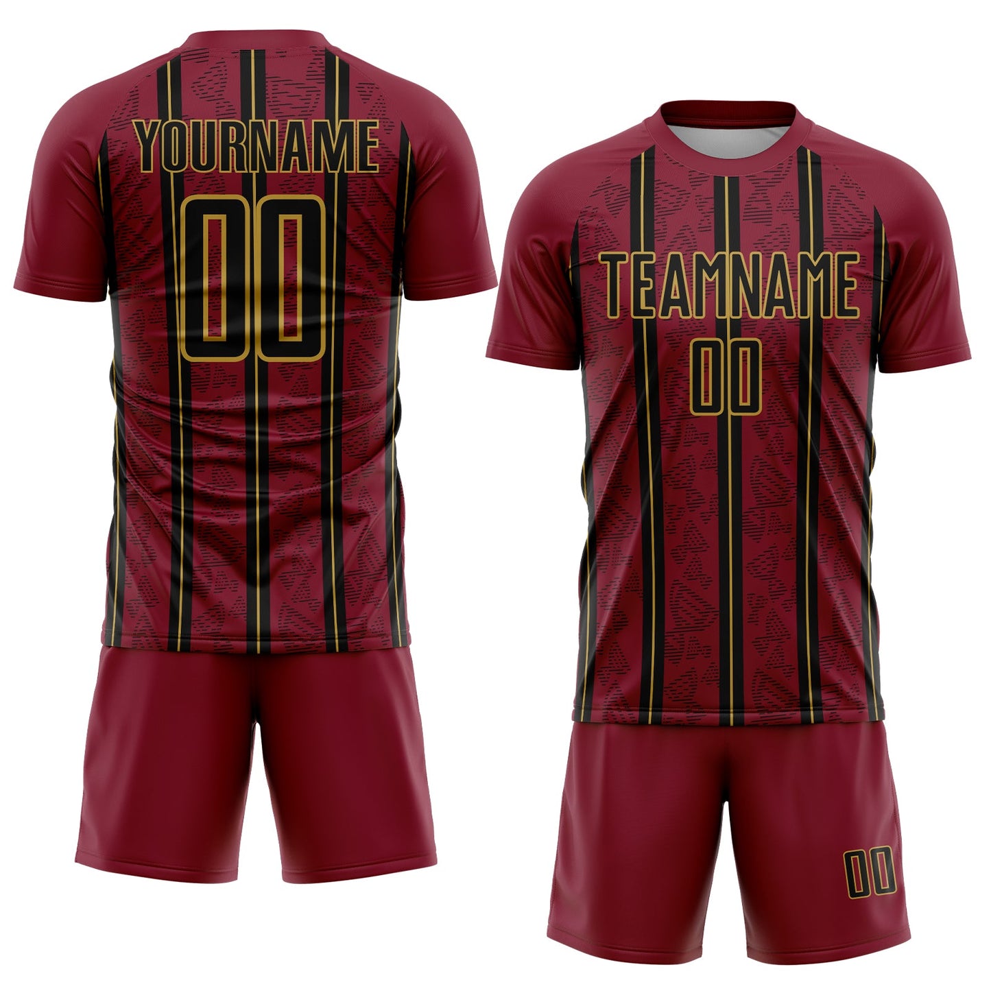 Custom Crimson Black-Old Gold Stripe Line Sublimation Soccer Uniform Jersey T-Shirts, Hoodie, Sweatshirt (Image 2)