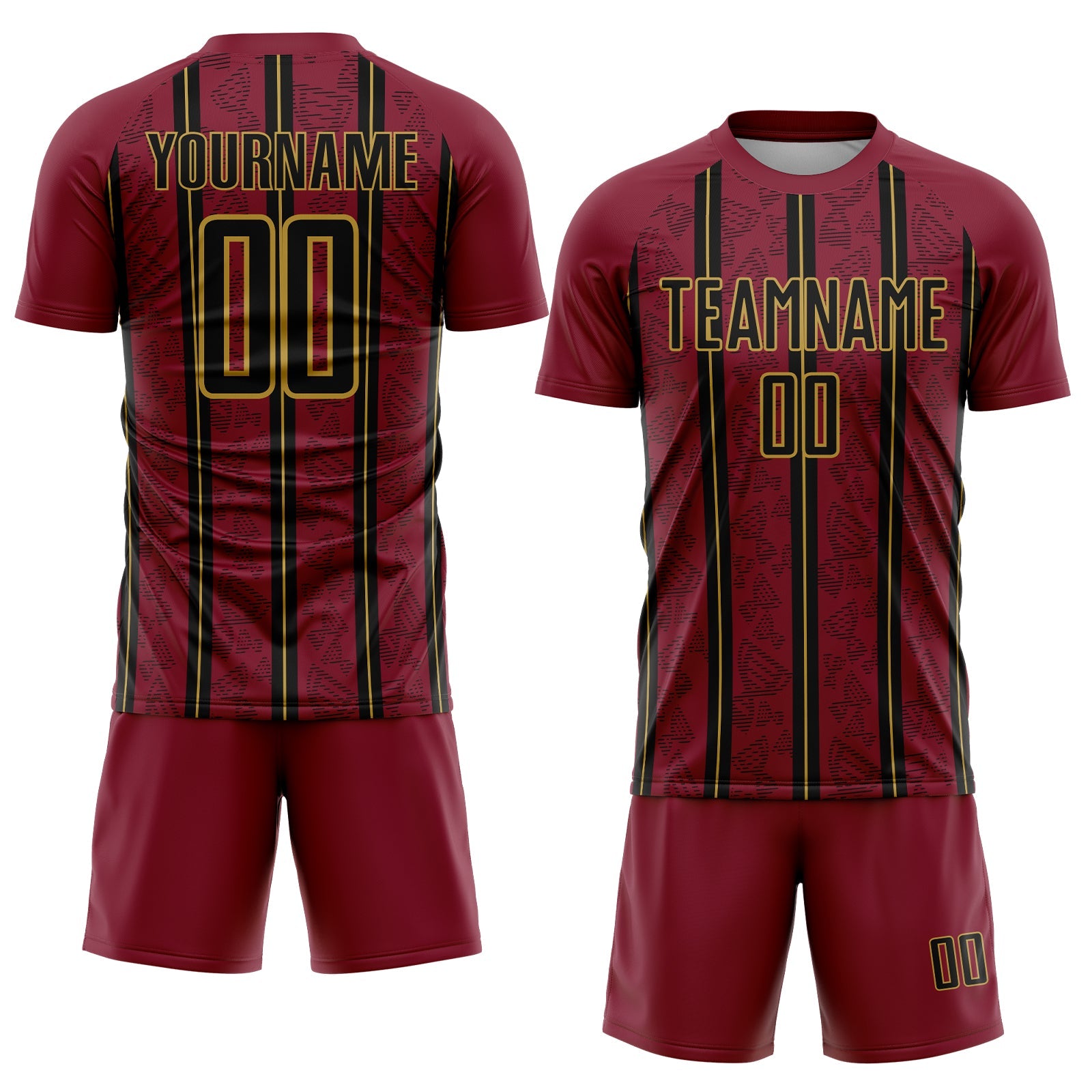 Custom Crimson Black-Old Gold Stripe Line Sublimation Soccer Uniform Jersey T-Shirts, Hoodie, Sweatshirt (Image 2)