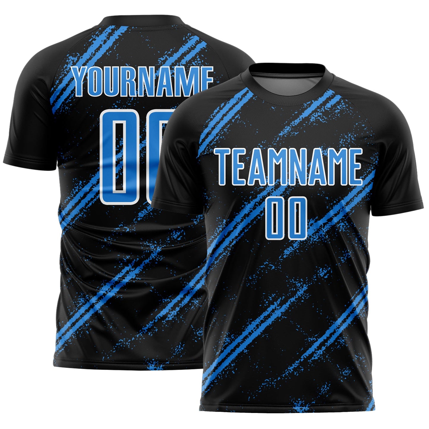 Custom Black Powder Blue-White Abstract Fragment Art Splash Sublimation Soccer Uniform Jersey T-Shirts, Hoodie,... (Image 1)