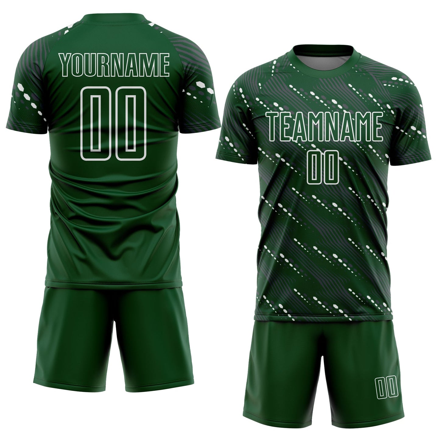 Custom Green White Slant Lines Sports Sublimation Soccer Uniform Jersey T-Shirts, Hoodie, Sweatshirt (Image 2)
