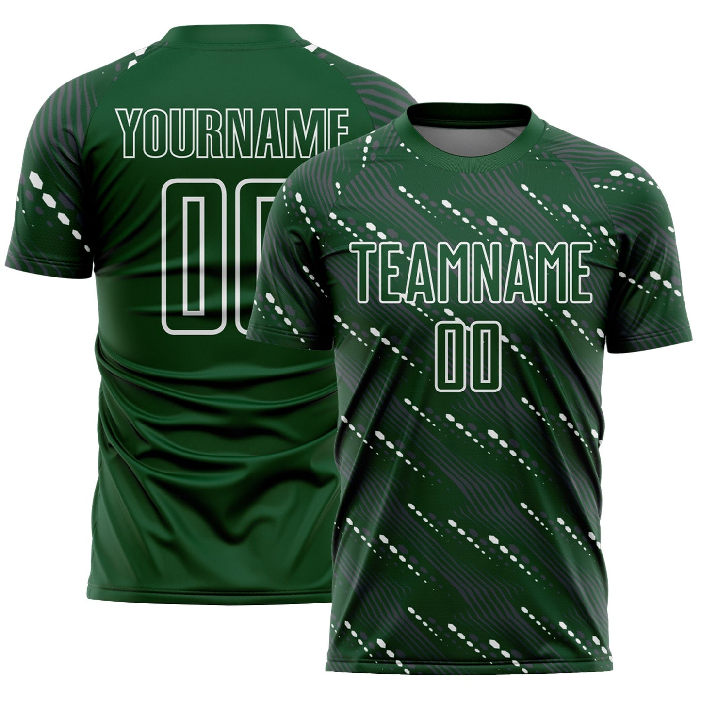 Custom Green White Slant Lines Sports Sublimation Soccer Uniform Jersey T-Shirts, Hoodie, Sweatshirt (Image 1)