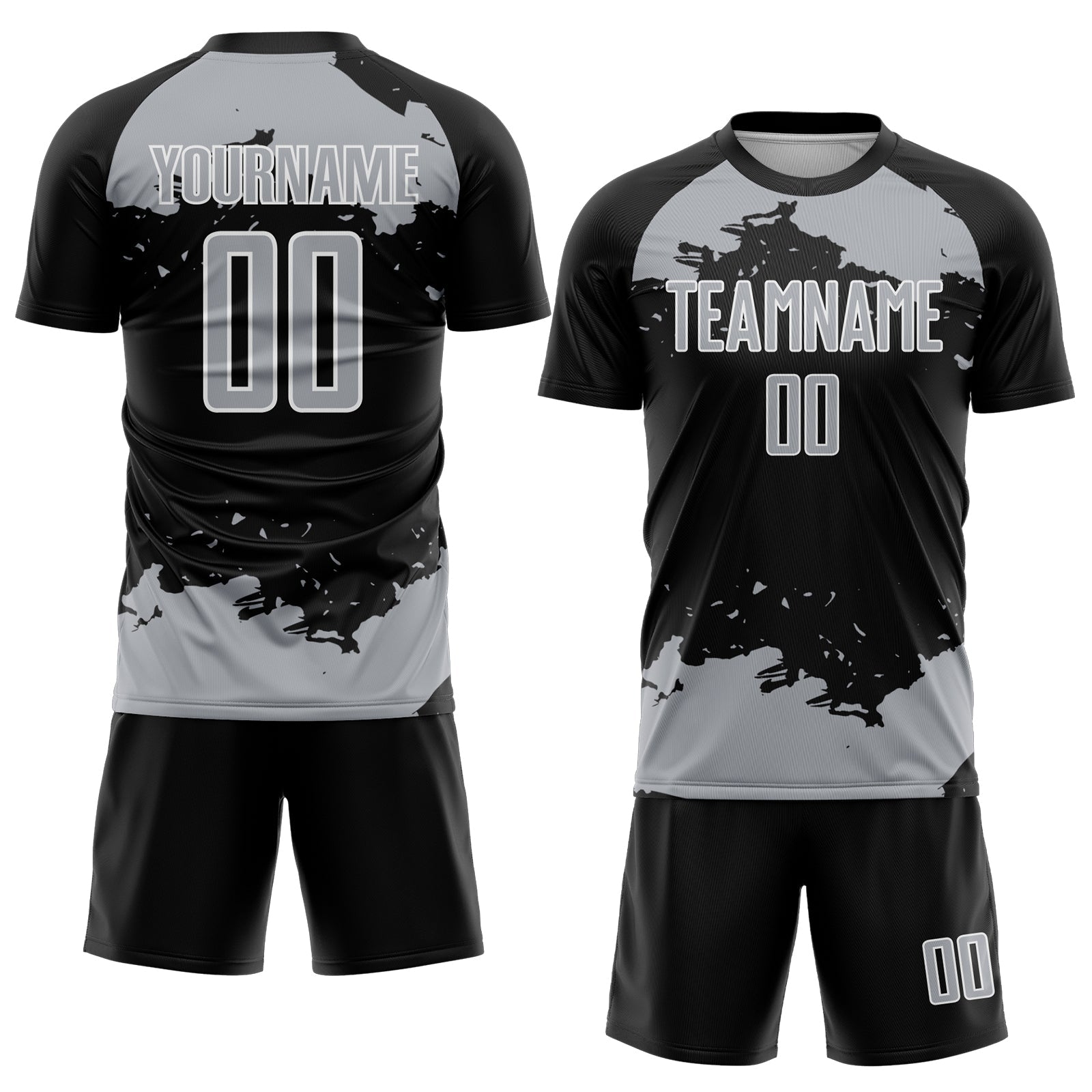 Custom Black Gray-White Abstract Fragment Art Sublimation Soccer Uniform Jersey T-Shirts, Hoodie, Sweatshirt (Image 2)