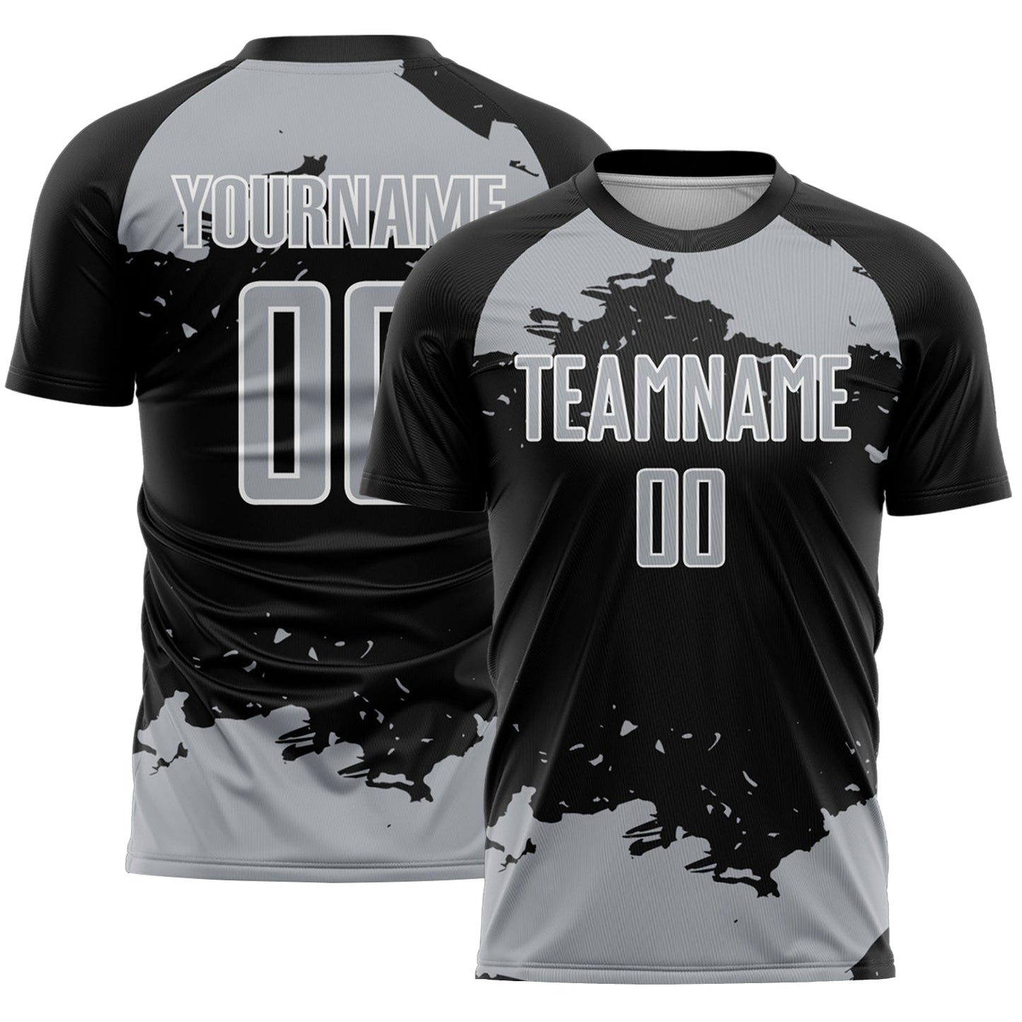 Custom Black Gray-White Abstract Fragment Art Sublimation Soccer Uniform Jersey T-Shirts, Hoodie, Sweatshirt (Image 1)