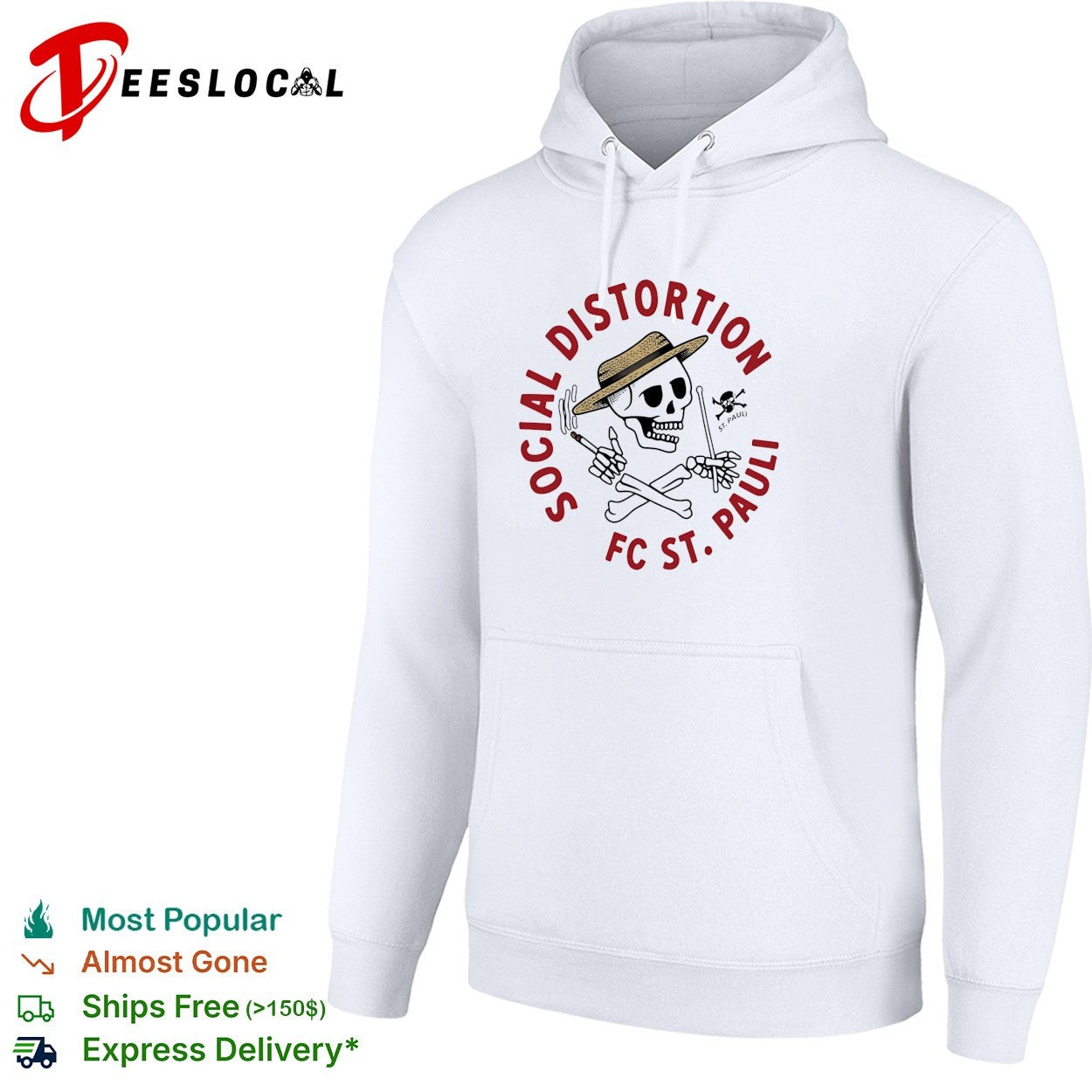 Social Distortion FC St Pauli skeleton shirt