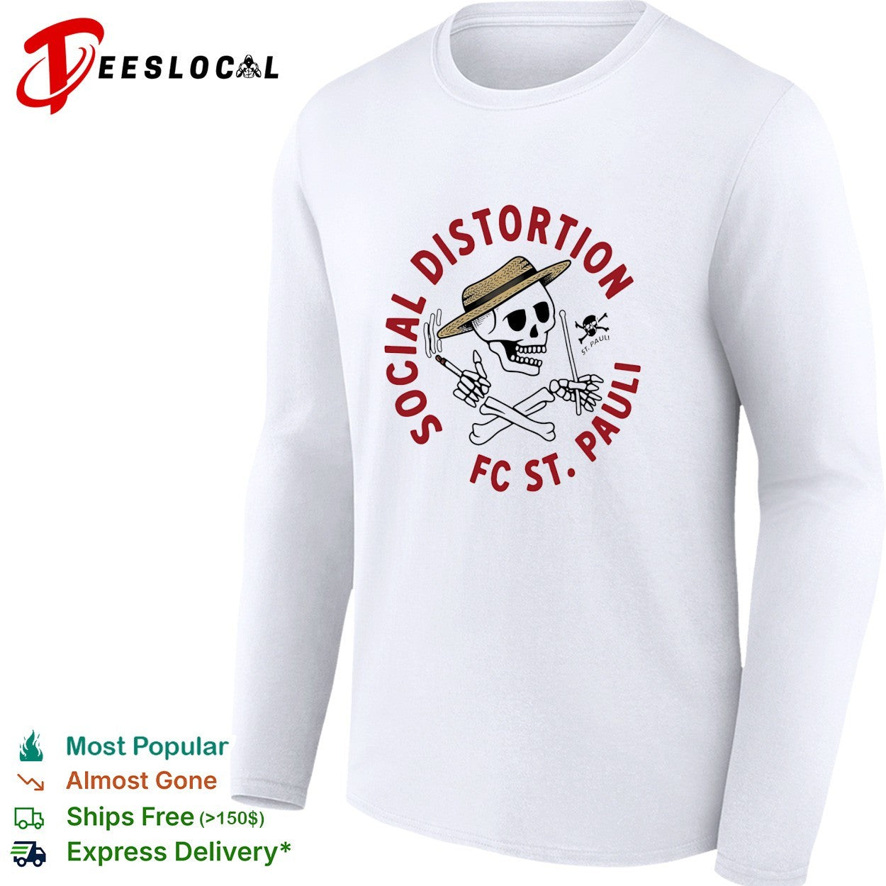 Social Distortion FC St Pauli skeleton shirt