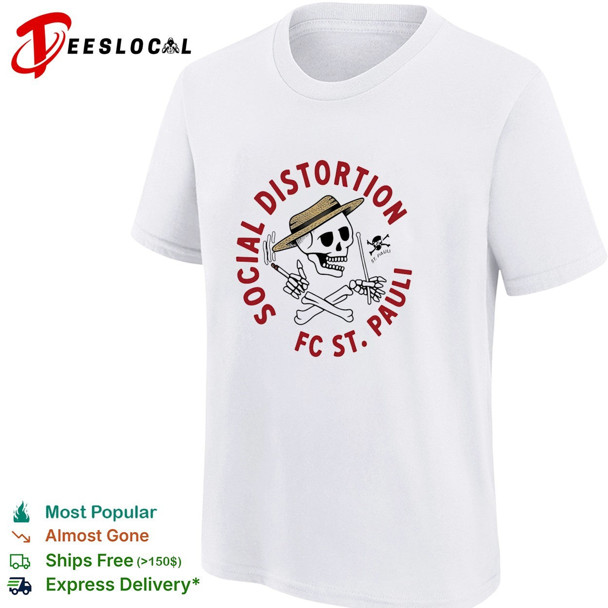 Social Distortion FC St Pauli skeleton shirt