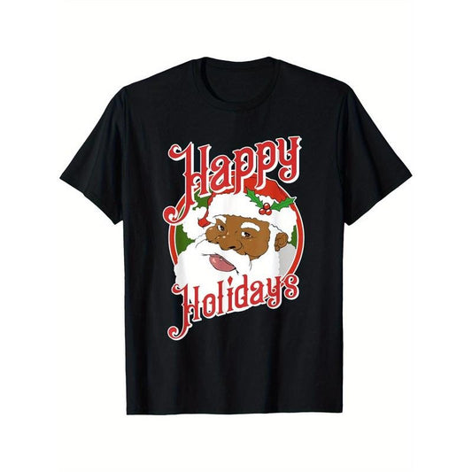 Soft & Comfy Cotton T-Shirt with Festive Santa Claus Design - Perfect for Holidays,Machine Washable Made in USA