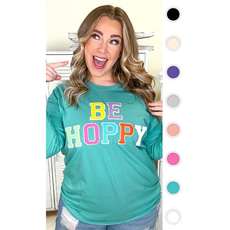 Soft Chenille Be Hoppy Easter Adult Long Sleeve Shirt