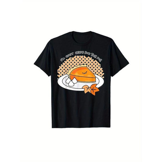 Soft Cotton Pumpkin Pie Graphic Tee, Perfect for Thanksgiving & Christmas Gifts, Machine Washable Made in USA