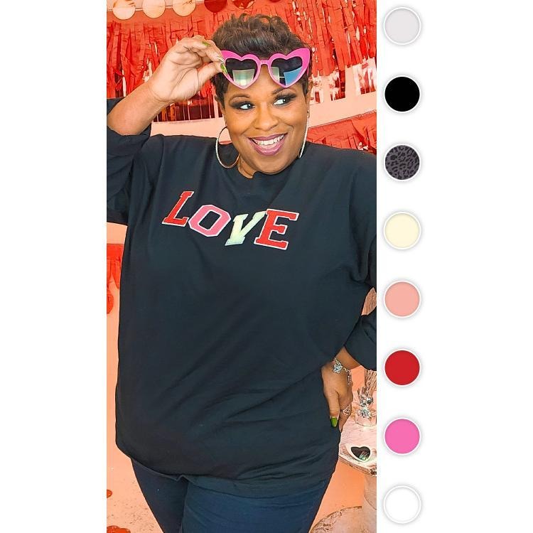 Soft Ideal Chenille Love Boyfriend Long Sleeve