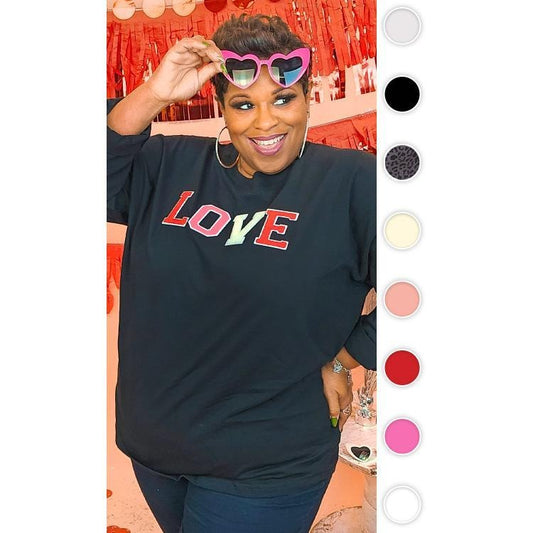Soft Ideal Chenille Love Boyfriend Long Sleeve