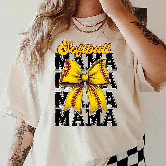 Softball Bow Mama ~ Unisex Apparel Relaxed Fit Printed In The USA Clothing Womenswear Casual Comfort Cotton