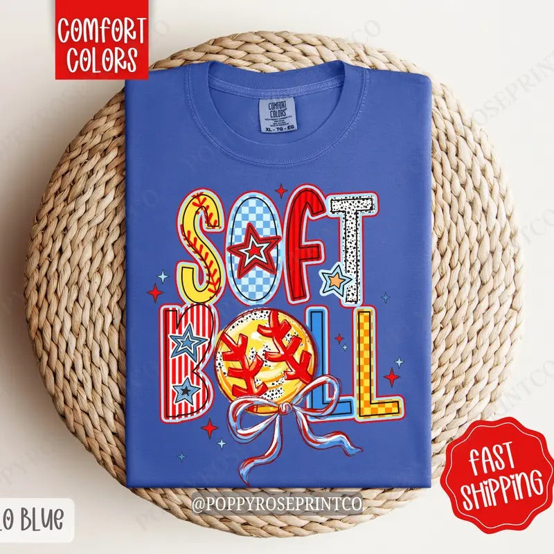 Softball Comfort Colors, Softball Tee, Softball Women's Tshirt