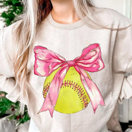 Softball Coquette Bow Sweater, Soft Girl Era Sweater, Baseball Sweater, Coquette Softball Shirt, Social Club, Softball Mom , Unisex Sweatshirt, Long Sleeve Crewneck Shirt, Gifts For Birthday Mothers Day