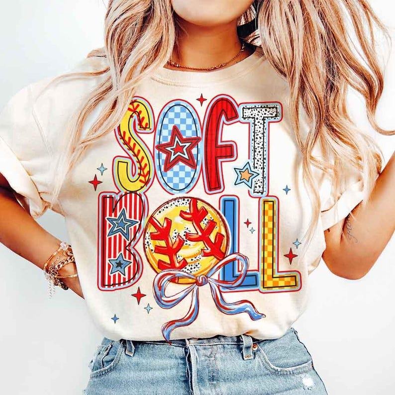 Softball Coquette Brushstroke T-shirt, Game Day Softball Mama Tee