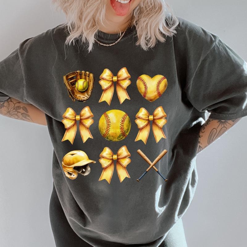 Softball Glove Doodles Shirt ~ Unisex Apparel Relaxed Fit Printed In The USA Clothing Womenswear Casual Comfort Cotton Top Athletic Boho