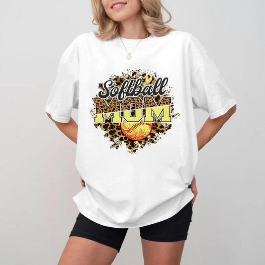 Softball MOM Vintage Cotton Crewneck, Soft Sports Mom T-shirt