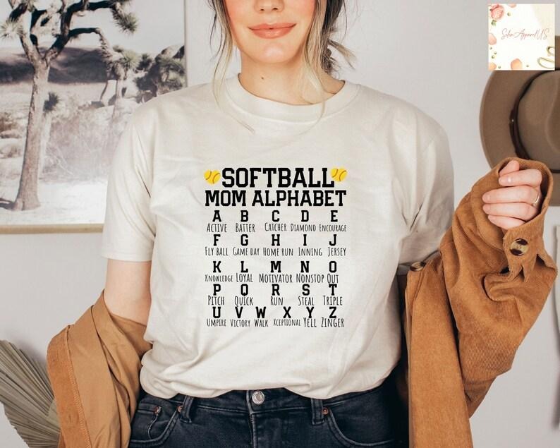 Softball Mom Alphabet Shirt, Sport Shirt, Softball Team Shirt, Softball Game Tee, Softball Player Shirt, Game Day Shirt, Softball Mom Shirt