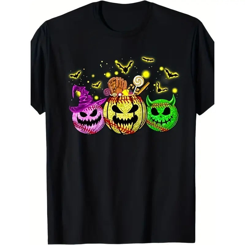 Softball Pumpkin Halloween Witch Softball Halloween Costume T-Shirt Made in USA