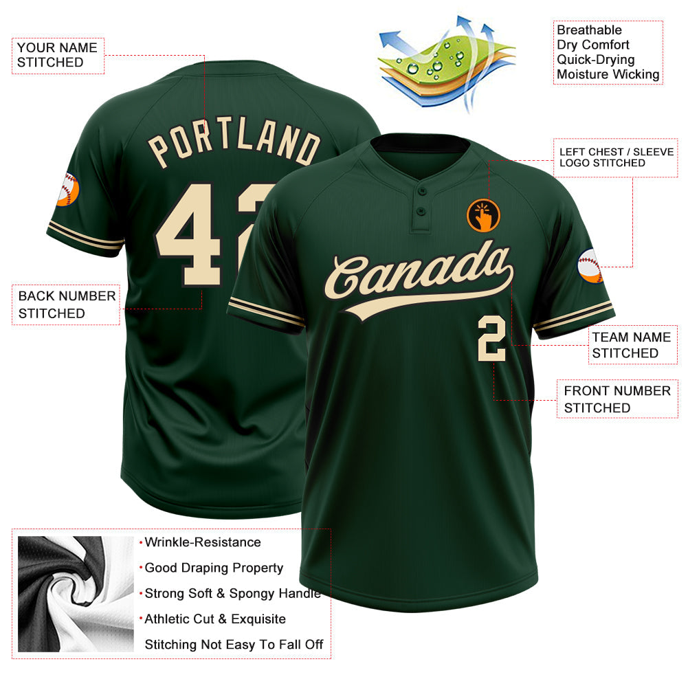 Custom Green City Cream-Black Two-Button Unisex Softball Jersey T-Shirts, Hoodie, Sweatshirt | WearSparks.com (Image 3)