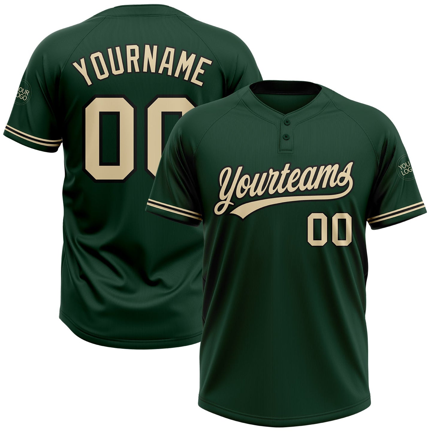 Custom Green City Cream-Black Two-Button Unisex Softball Jersey T-Shirts, Hoodie, Sweatshirt | WearSparks.com (Image 1)