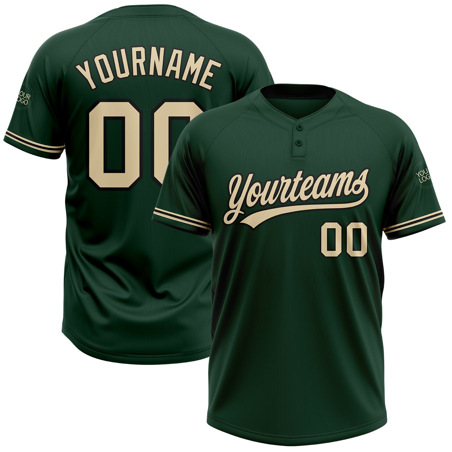 Custom Green City Cream-Black Two-Button Unisex Softball Jersey T-Shirts, Hoodie, Sweatshirt | WearSparks.com (Image 1)