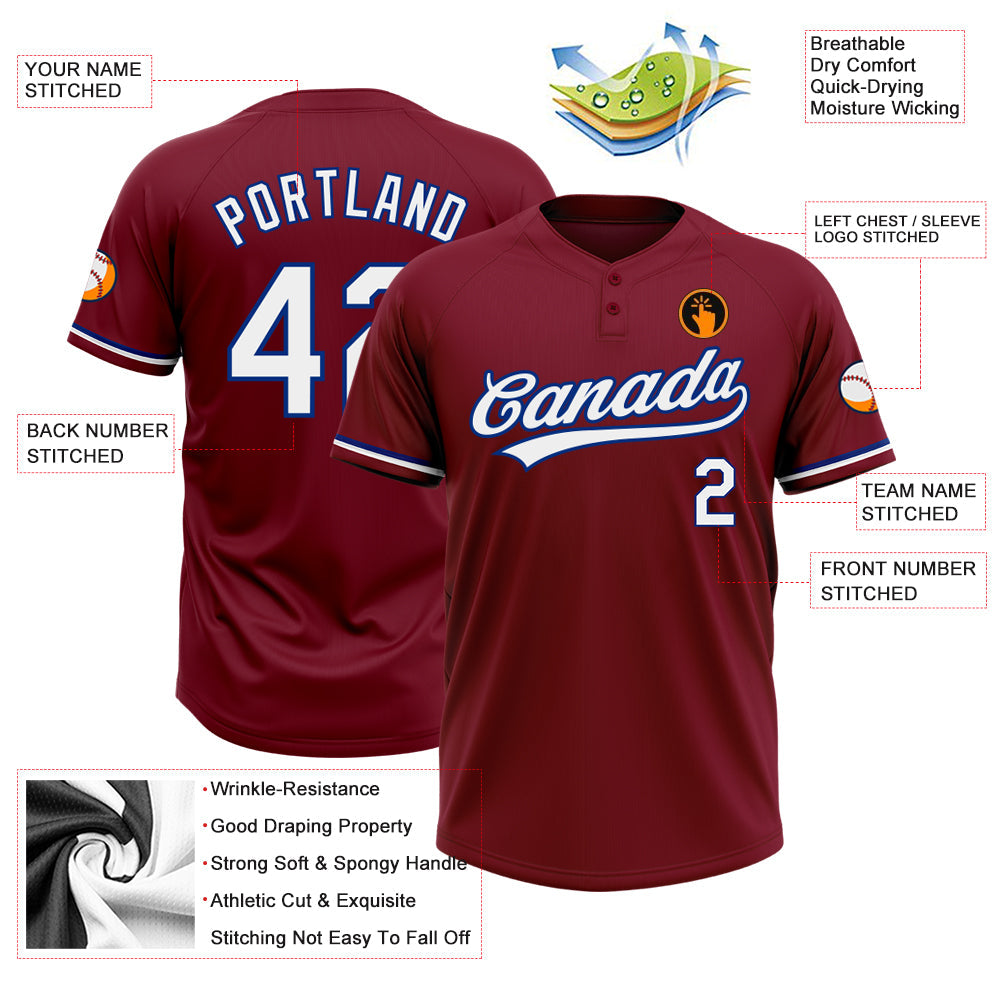 Custom Crimson White-Royal Two-Button Unisex Softball Jersey T-Shirts, Hoodie, Sweatshirt | WearSparks.com (Image 3)