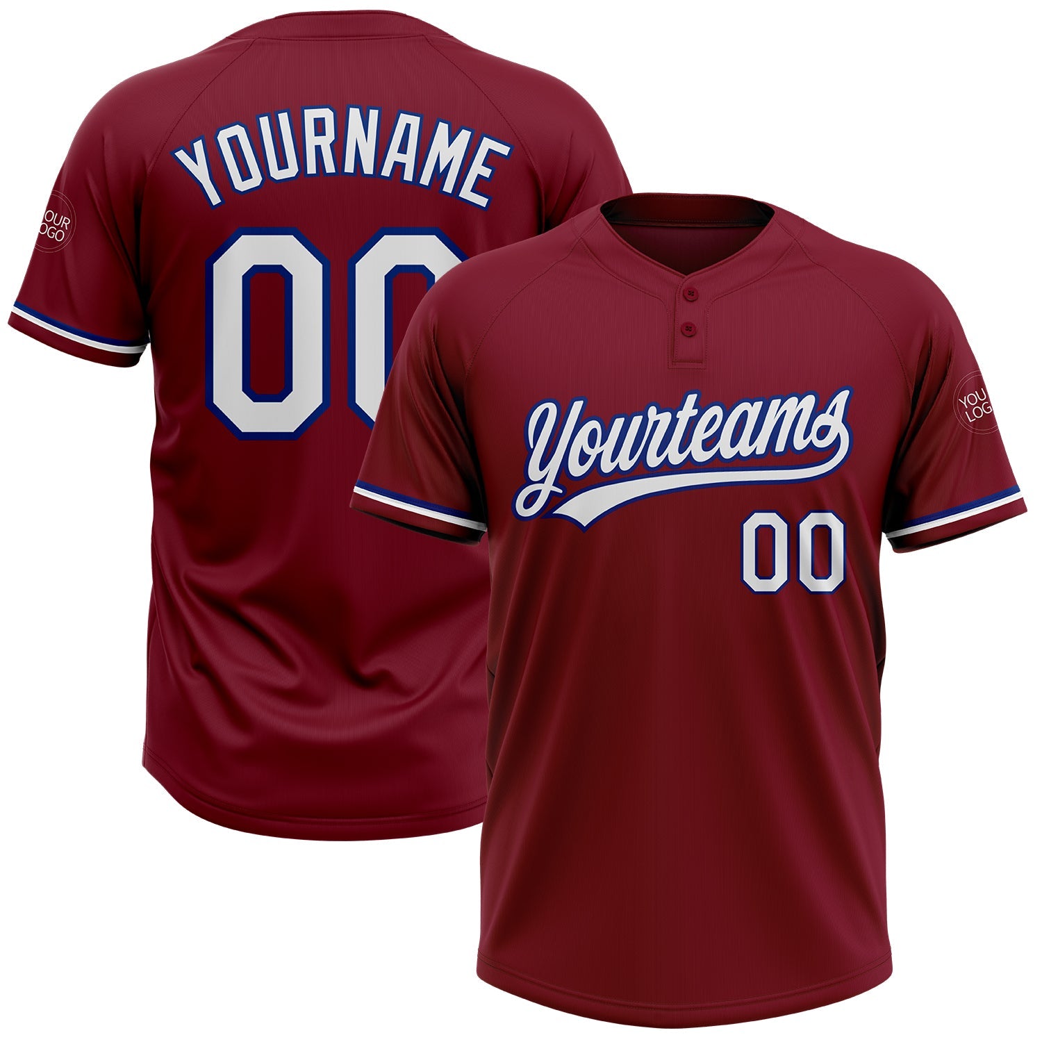 Custom Crimson White-Royal Two-Button Unisex Softball Jersey T-Shirts, Hoodie, Sweatshirt | WearSparks.com (Image 1)