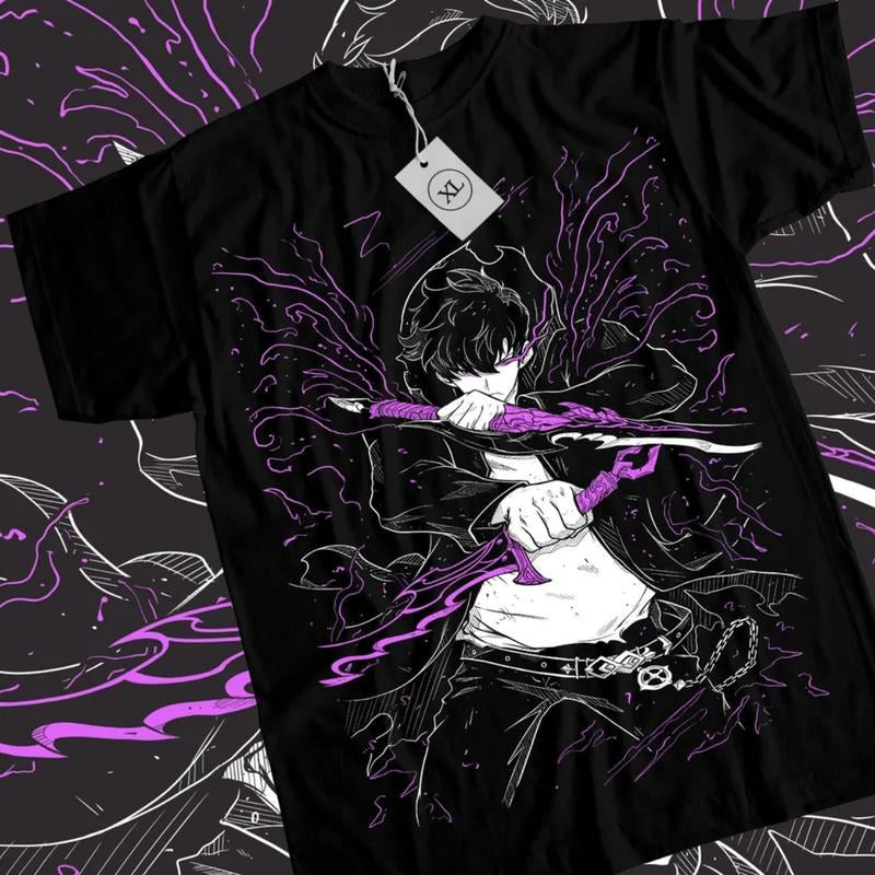 Solo Leveling Anime T-Shirt & Sweatshirt, Sun Jinwoo Graphic Tee, Anime Manga Lover Gifts Ball Cotton