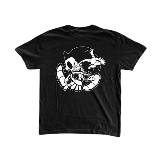 Sonic Skull T-Shirt, Sonic Adventure Shirt, Unisex Graphic Tees Gothic Grunge Y2k Emo Scene Amity Affliction Style Clothes Men Women Streetwear