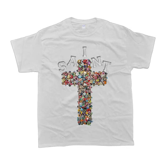 Sopula Vintage Saint Cross Printed Cotton T-Shirt - 100% Cotton, Unisex Classic Fit, Casual Style Machine Washable