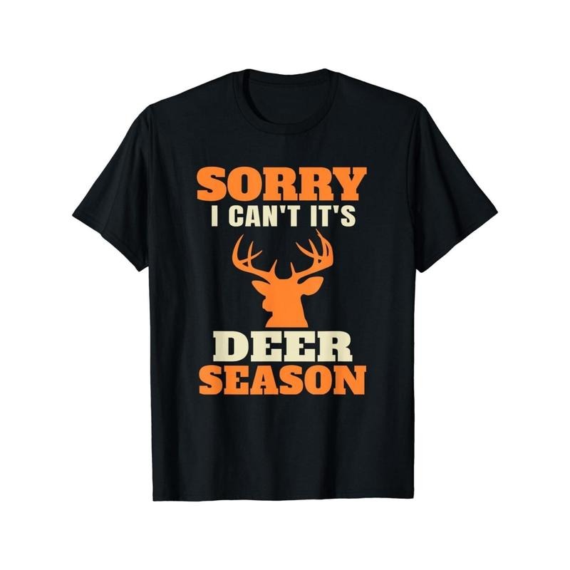 Sorry Deer Head Creative and Novel Printing, Trendy Men's Casual Street Essential T-shirt Made in USA