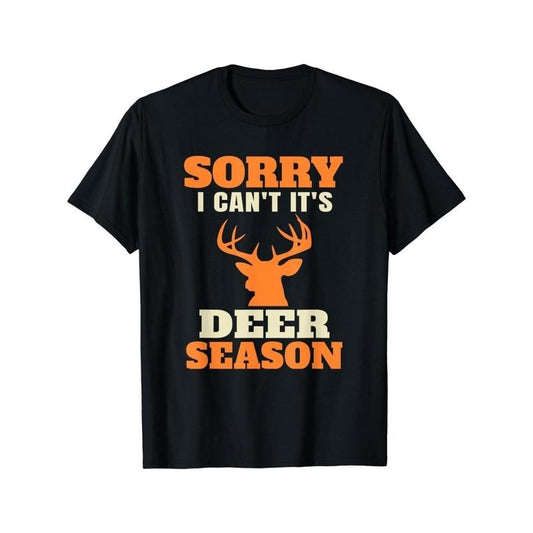 Sorry Deer Head Creative and Novel Printing, Trendy Men's Casual Street Essential T-shirt Made in USA