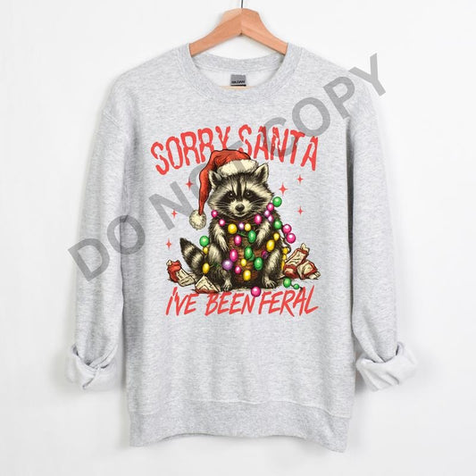 Sorry Santa I've Been Feral  Cotton Casual Crewneck Sweatshirt Hoodie Women's Graphic Top Pullover Streetwear Style...