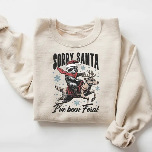 Sorry Santa Raccoon Premium Heavyweight Sweatshirt, Holiday Sweatshirt - Hoodies & Sweaters