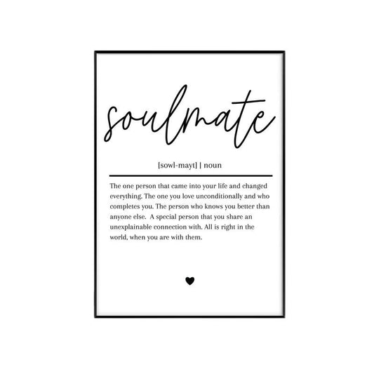 Soulmate Definition Print, Anniversary Gift, Girlfriend, Boyfriend, Husband, Wife, Gifts For Her Him Wall Art, Poster Prints No Frame, Wall Art Home Decor, Poster For Room, Gifts For Birthday