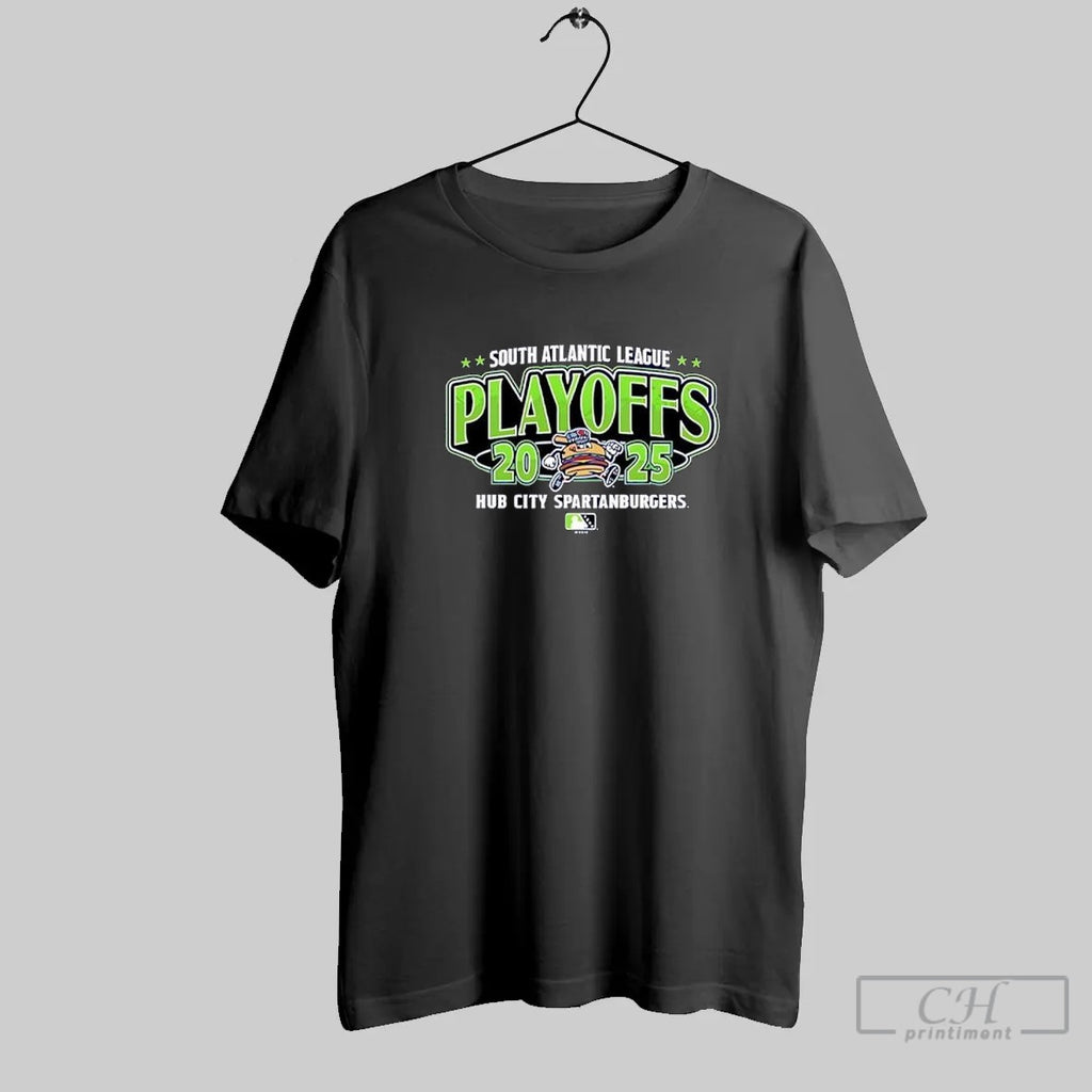 South Atlantic League Playoffs 2025 Hub City Spartanburgers Baseball T Shirt