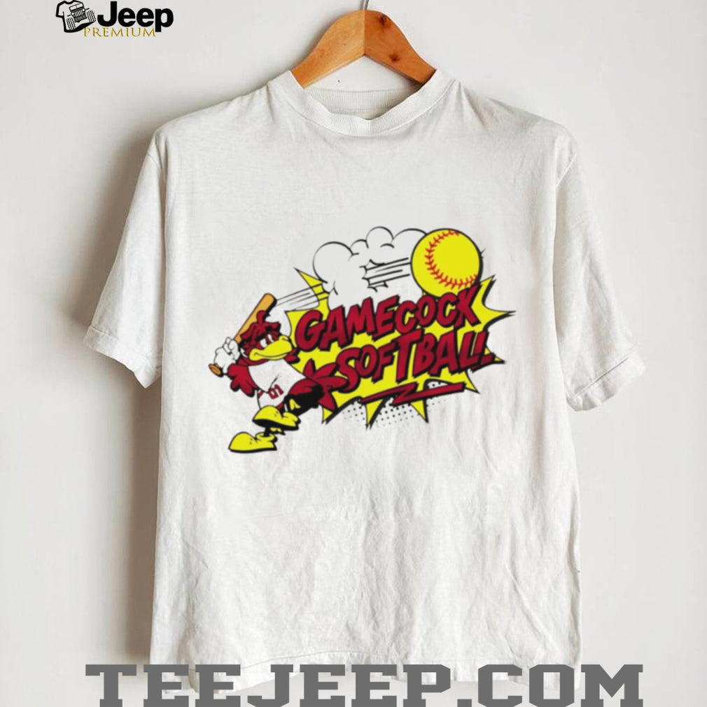 South Carolina Gamecocks Softball Cocky Mascot Cartoon T Shirt