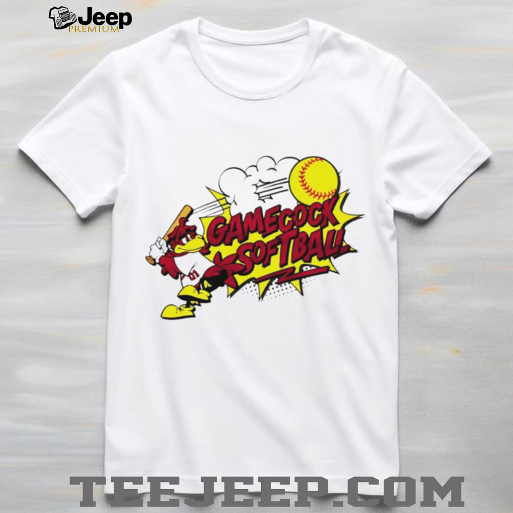 South Carolina Gamecocks Softball Cocky Mascot Cartoon T Shirt