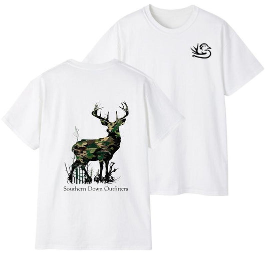 Southern Down Outfitters 2 Sided T-Shirt, Camo Deer Tee For Men For Woman, Trendy Shirt