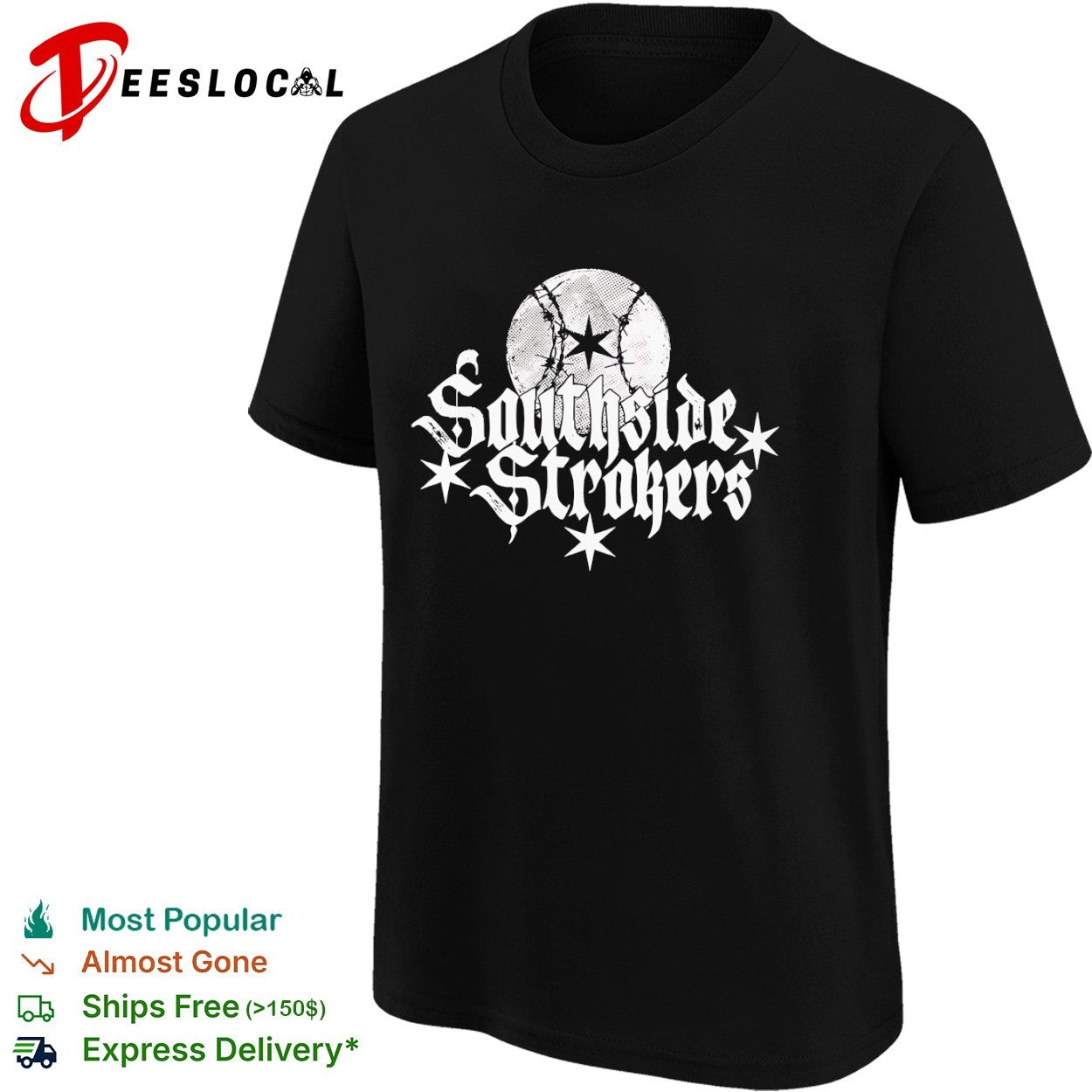 Southside Strokers Chicago Baseball White Star Barbed Wire Shirt