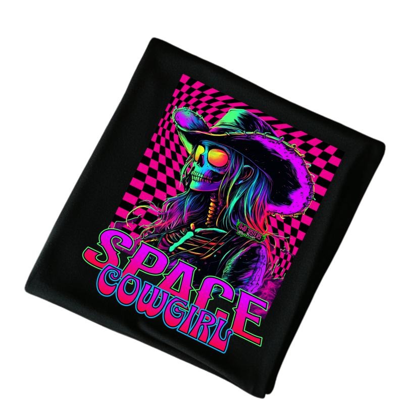 Space Cowgirl Western Womenswear Short Sleeve TShirt Crewneck Casual Comfort Summer Streetwear Top